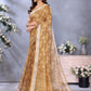 Rajwada  Brown Cotton Linen Printed Saree For Women
