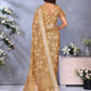 Rajwada  Brown Cotton Linen Printed Saree For Women