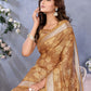 Rajwada  Brown Cotton Linen Printed Saree For Women