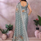 Rajwada Light Blue Cotton  Linen Printed Saree For Women