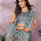 Rajwada Light Blue Cotton  Linen Printed Saree For Women