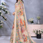 Rajwada Beige Cotton Linen Printed Saree For Women