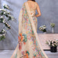 Rajwada Beige Cotton Linen Printed Saree For Women