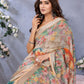 Rajwada Beige Cotton Linen Printed Saree For Women