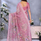 Rajwada Light Pink Cotton Linen Printed Saree For Women