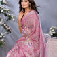 Rajwada Light Pink Cotton Linen Printed Saree For Women