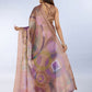 Rajwada Brown Cotton Blend Printed Saree For Women
