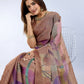 Rajwada Brown Cotton Blend Printed Saree For Women