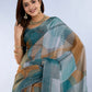 Rajwada Teal Blue Cotton Blend Printed Saree For Women