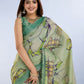 Rajwada Pista Green Cotton Blend Printed Saree For Women