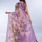 Rajwada Purple Cotton Blend Printed Saree For Women