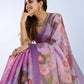 Rajwada Purple Cotton Blend Printed Saree For Women