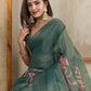 Rajwada Dark  Green Cotton Blend Printed Saree For Women