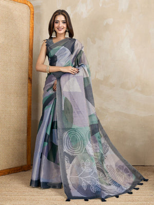 Rajwada Multicolor Cotton Blend  Printed Saree For Women