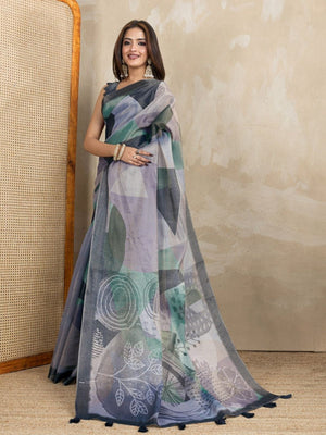 Rajwada Multicolor Cotton Blend  Printed Saree For Women