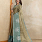 Rajwada Olive And Teal green Cotton Blend Printed Saree For Women