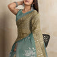 Rajwada Olive And Teal green Cotton Blend Printed Saree For Women