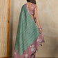 Rajwada Sea Green And Mauve Pin Cotton Blend Printed Saree For Women