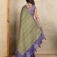 Rajwada Olive And Purple Cotton Blend Printed Saree For Women