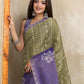 Rajwada Olive And Purple Cotton Blend Printed Saree For Women