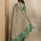 Rajwada Beige And Sea Greeen Cotton Blend  Printed Saree For Women