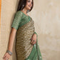Rajwada Beige And Sea Greeen Cotton Blend  Printed Saree For Women
