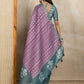 Rajwada Purple And Pastel Blue Cotton Blend  Printed Saree For Women