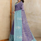 Rajwada Purple And Light Blue Cotton Blend Printed Saree For Women