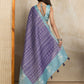 Rajwada Purple And Light Blue Cotton Blend Printed Saree For Women
