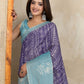 Rajwada Purple And Light Blue Cotton Blend Printed Saree For Women