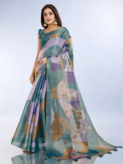 Rajwada Multicolor Cotton Blend Printed Saree For Women