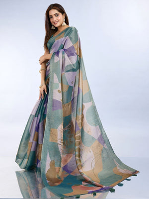 Rajwada Multicolor Cotton Blend Printed Saree For Women