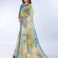 Rajwada Blue And Green Cotton Blend  Printed Saree For Women
