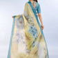 Rajwada Blue And Green Cotton Blend  Printed Saree For Women