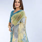 Rajwada Blue And Green Cotton Blend  Printed Saree For Women