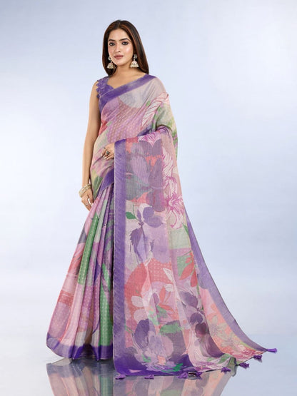 Rajwada Multicolor Cotton Blend Printed Saree For Women