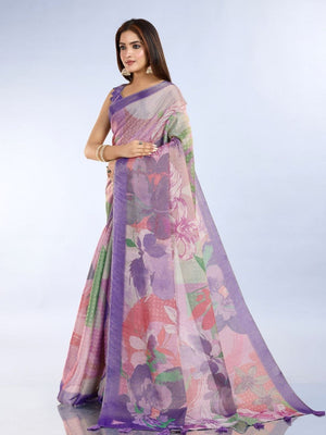 Rajwada Multicolor Cotton Blend Printed Saree For Women