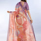 Rajwada Peach Pink Cotton Blend Printed Saree For Women