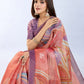Rajwada Peach Pink Cotton Blend Printed Saree For Women