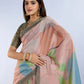 Rajwada Pastel Peach Cotton Blend  Printed Saree For Women
