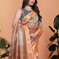 Rajwada Light Brown Cotton Blend Printed Saree For Women