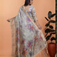 Rajwada Ash Grey Cotton Blend Printed Saree For Women