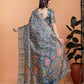 Rajwada Blue Greyish Cotton Blend Printed Saree For Women