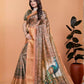 Rajwada Brown Cotton Blend Printed Saree For Women