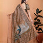 Rajwada Brown Cotton Blend Printed Saree For Women