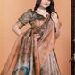 Rajwada Brown Cotton Blend Printed Saree For Women
