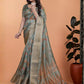 Rajwada Sage Green Cotton Blend Printed Saree For Women