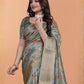 Rajwada Sage Green Cotton Blend Printed Saree For Women