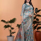 Rajwada Pastel Blue Cotton Blend Printed Saree For Women