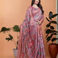 Rajwada Dusty Pink Cotton Blend Printed Saree For Women